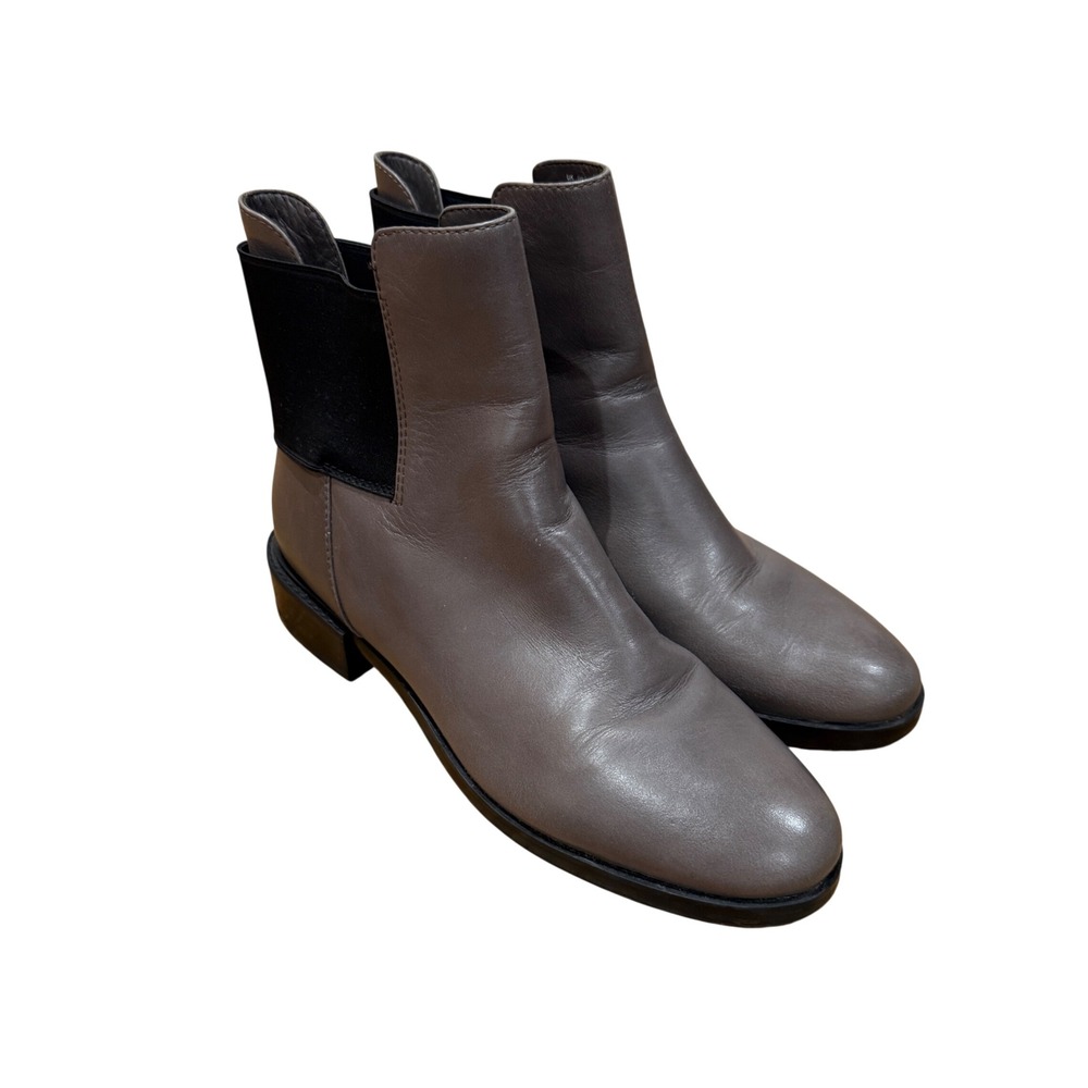 Clarks Women Marquette Wish Grey Leather Ankle Boots Sz 9.5 M Casual Neutral